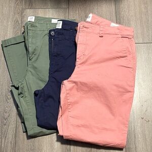 GAP Chino Girlfriend Fit Pants Set - Coral, Olive, Navy